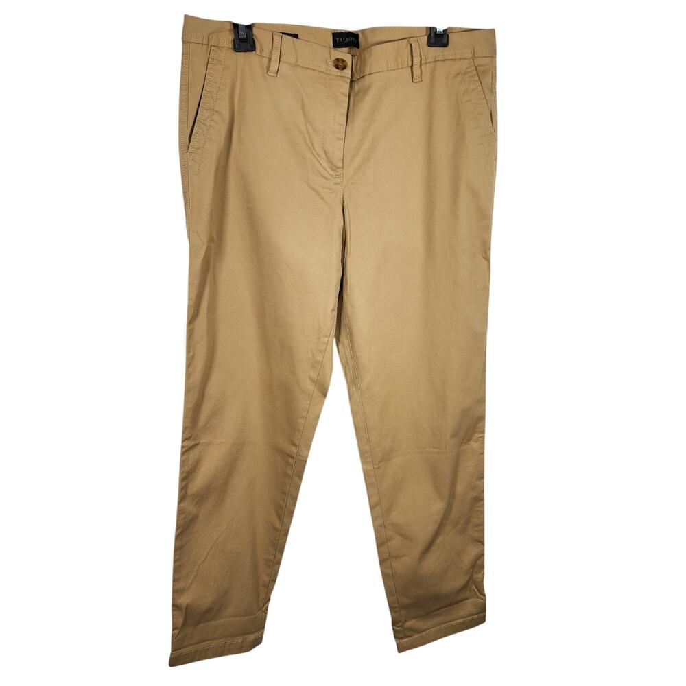 Talbots Womens Relaxed Chino Pant Size 10 Beige Soft Flat Front Ankle Pockets